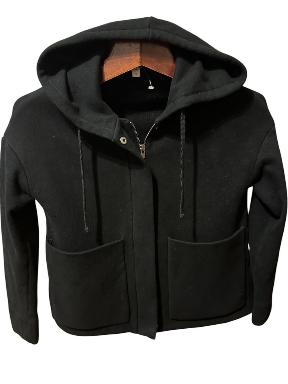 James Perse Black Hooded Zip Jacket size 0(S) in like new condition,100%cotton